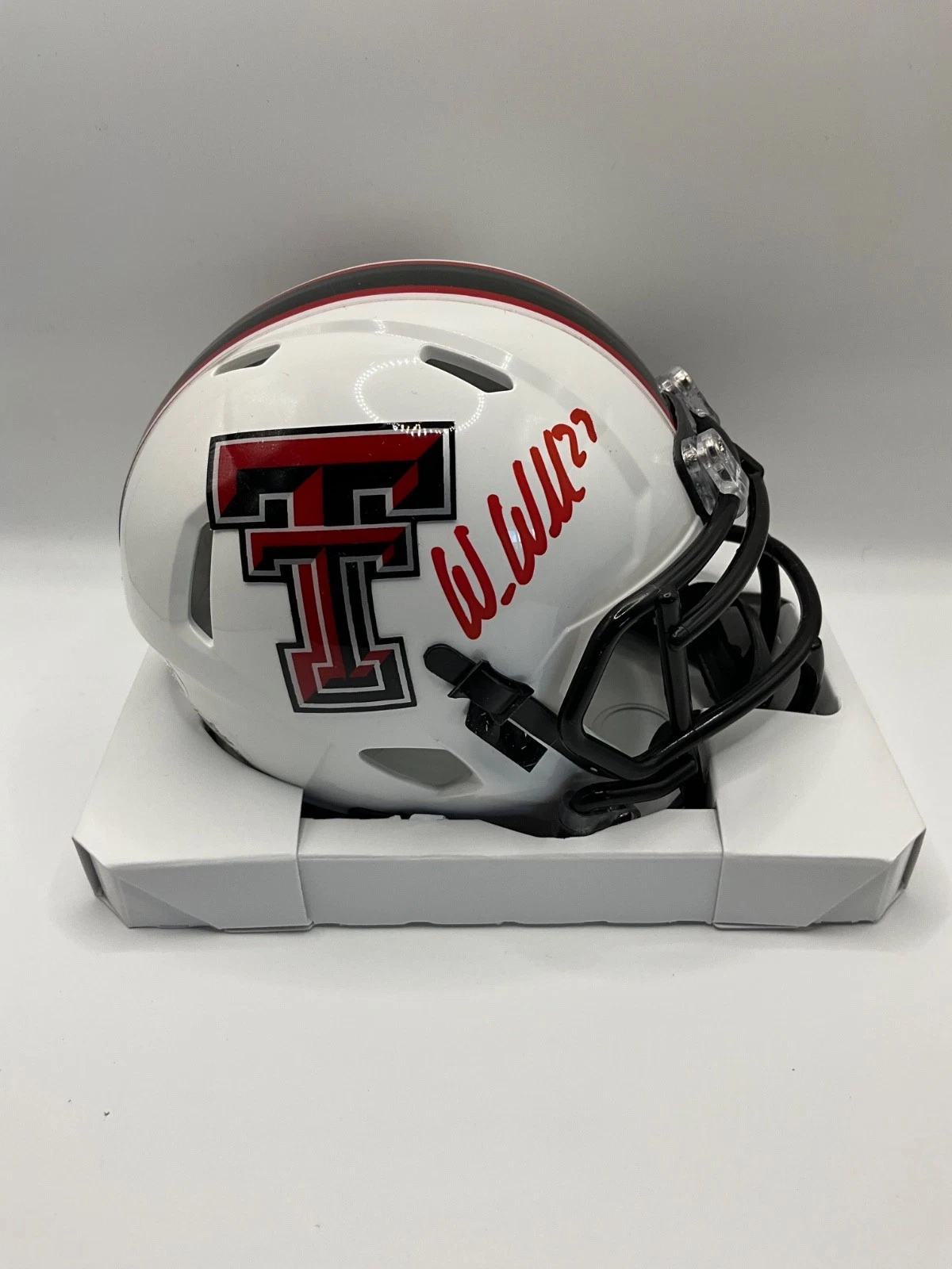 WES WELKER TEXAS TECH RED RAIDERS SIGNED SPEED MINI HELMET JSA