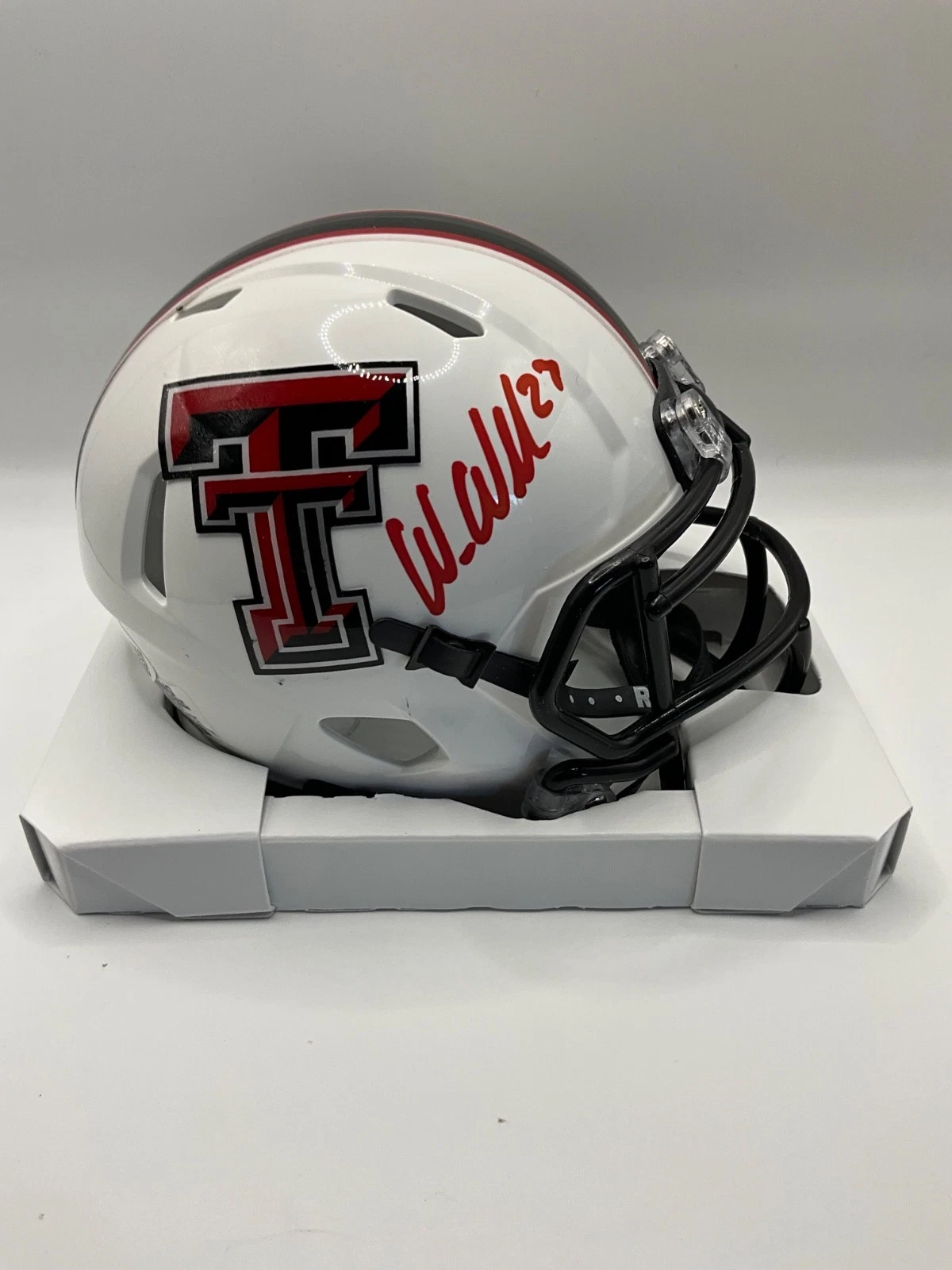 WES WELKER TEXAS TECH RED RAIDERS SIGNED SPEED MINI HELMET JSA