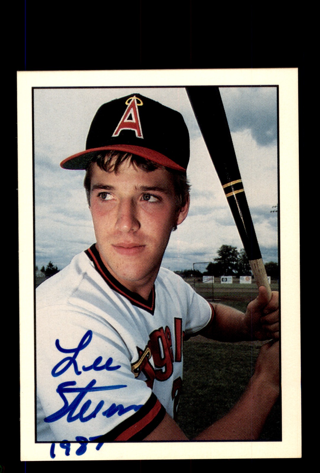 Signed Baseball Card Auto Lee Stevens 1986 Cramer #96 Salem Angels