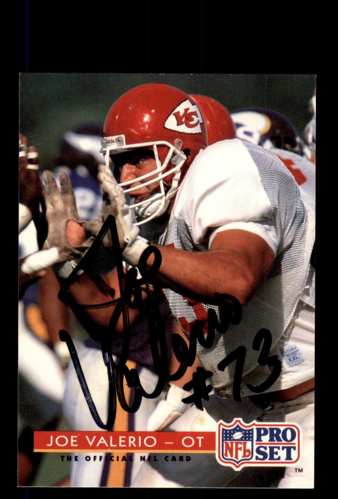 Signed Football Card Auto Joe Valerio 1992 Pro Set #205 Kansas City Chiefs
