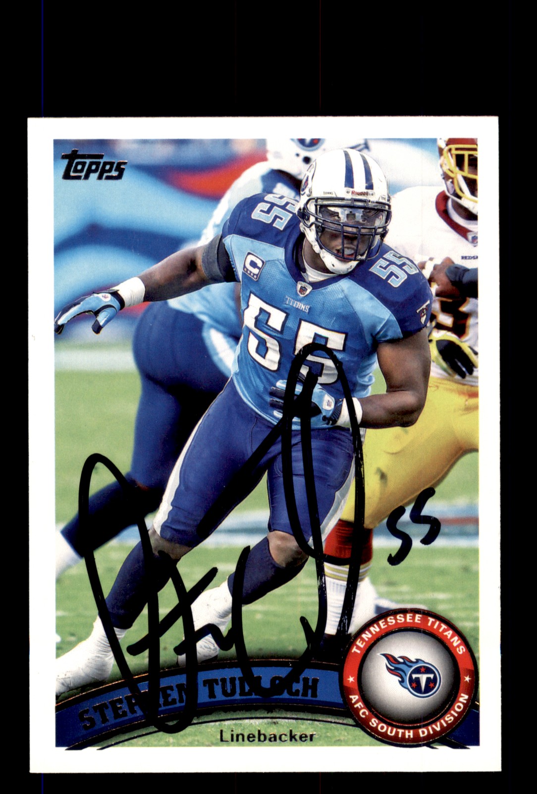 Signed Football Card Auto Stephen Tulloch 2011 Topps #185 Tennessee Titans