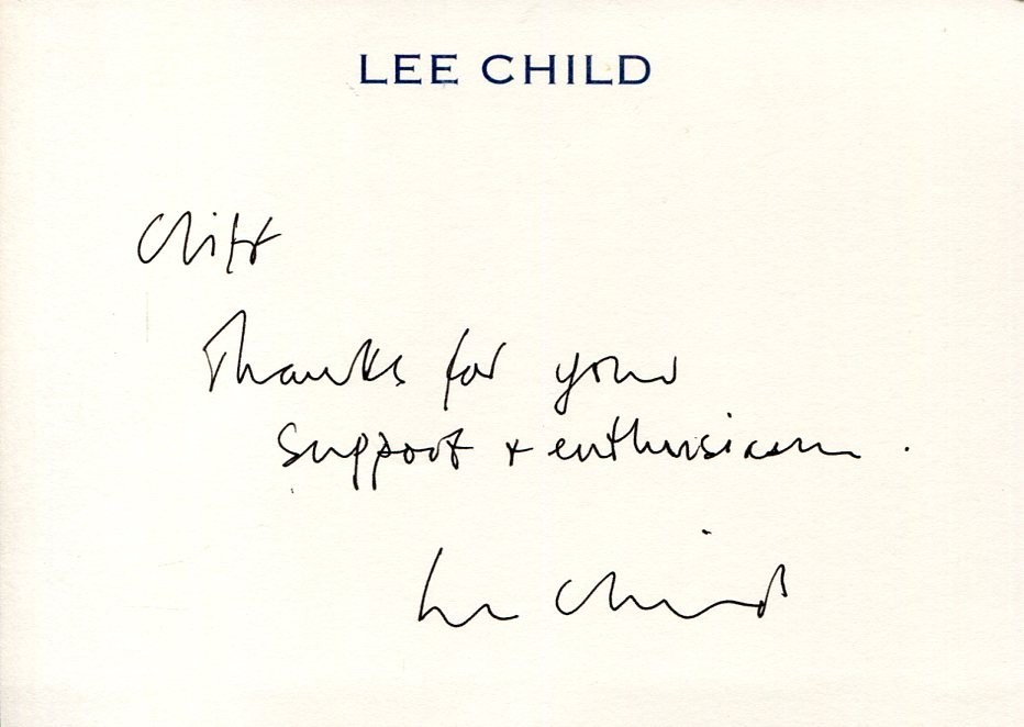 Lee Child Jack Reacher Author Thriller Novels Signed Autograph Note