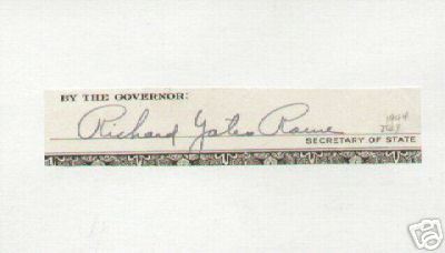 Richard Yates Rowe signed clipping Illinois Politician