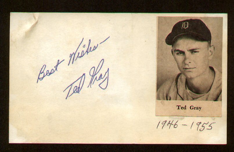 Ted Gray signed autograph auto Vintage Baseball Player Cut d. 2011