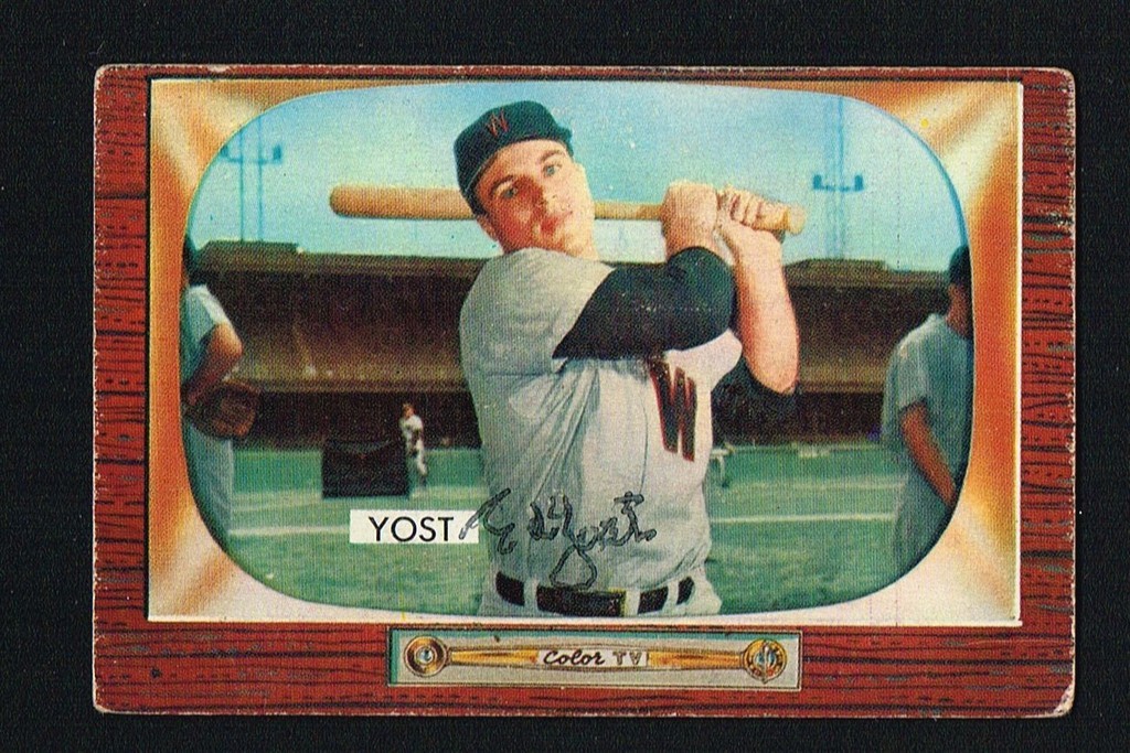 Eddie Yost No. 73 signed autograph auto 1955 Bowman Baseball Trading Card