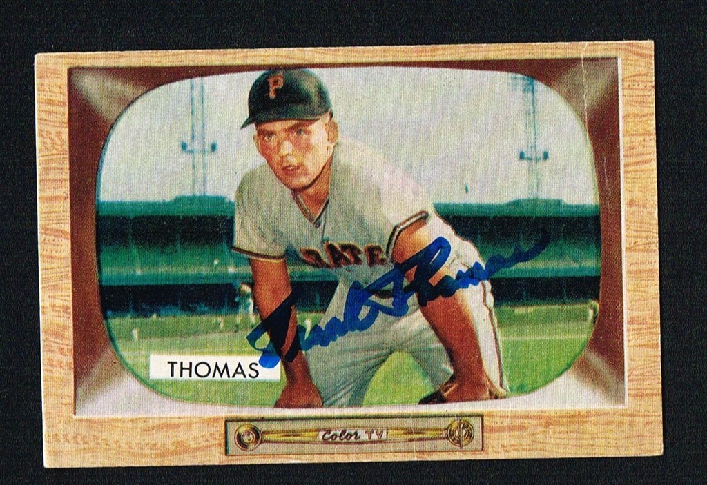 Frank Thomas No. 58 signed autograph auto 1955 Bowman Baseball Trading Card