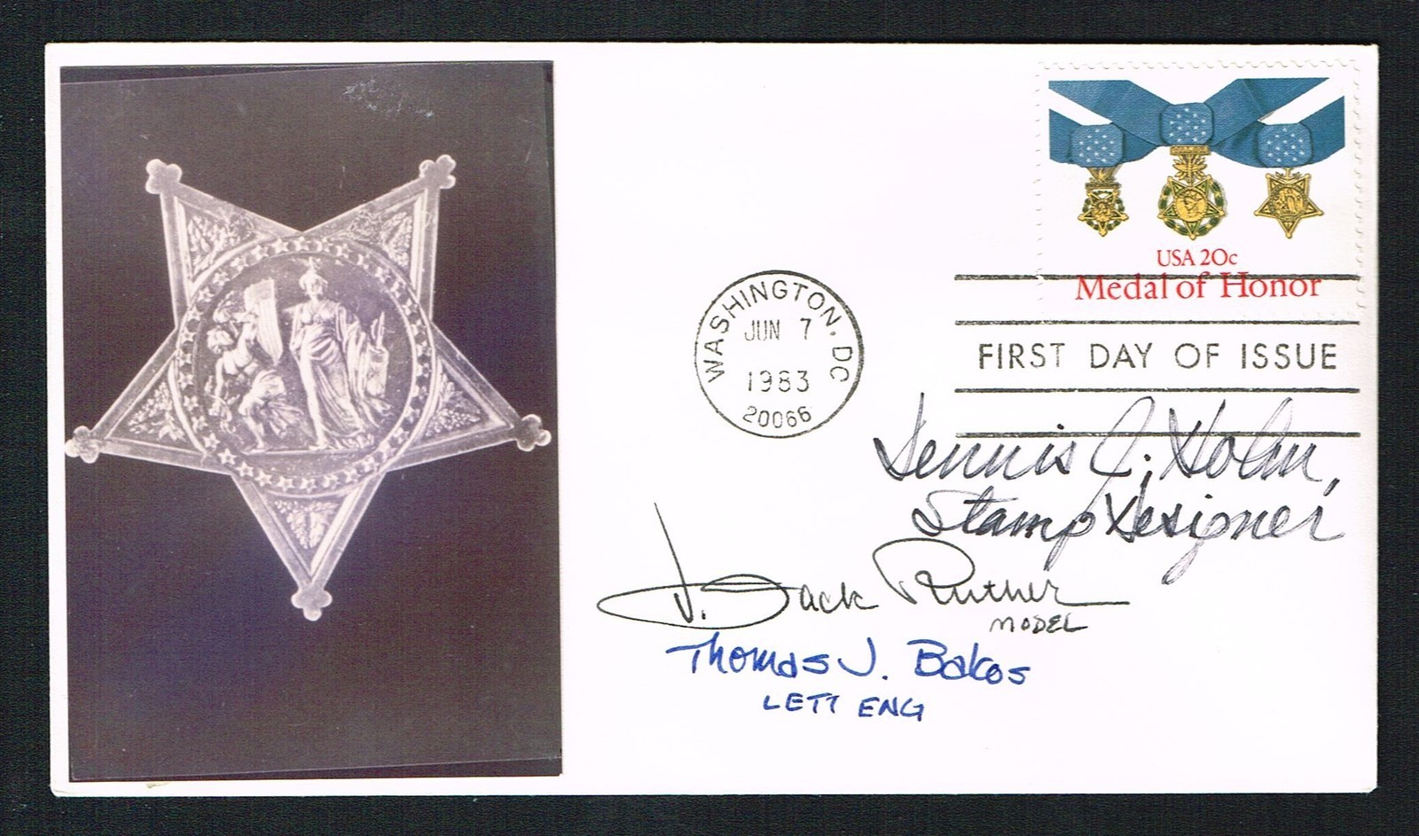 Dennis Holm, Jack Ruther & Thomas Bakos signed autograph FDC Artist / Designer