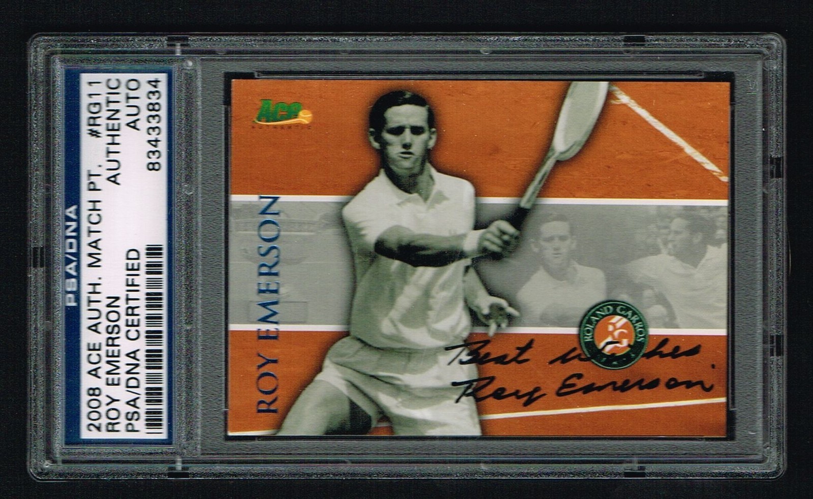 Roy Emerson signed autograph 2008 Ace Authentic #RG11 Tennis Card PSA Slabbed