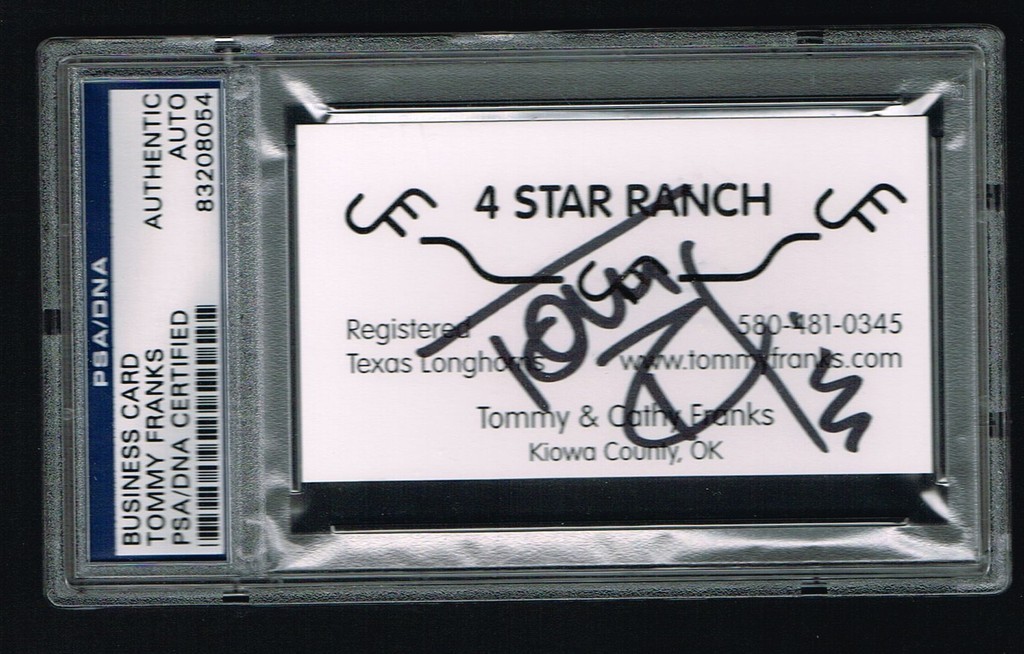 Tommy Franks signed autograph Business Card Army General USAF PSA Slabbed