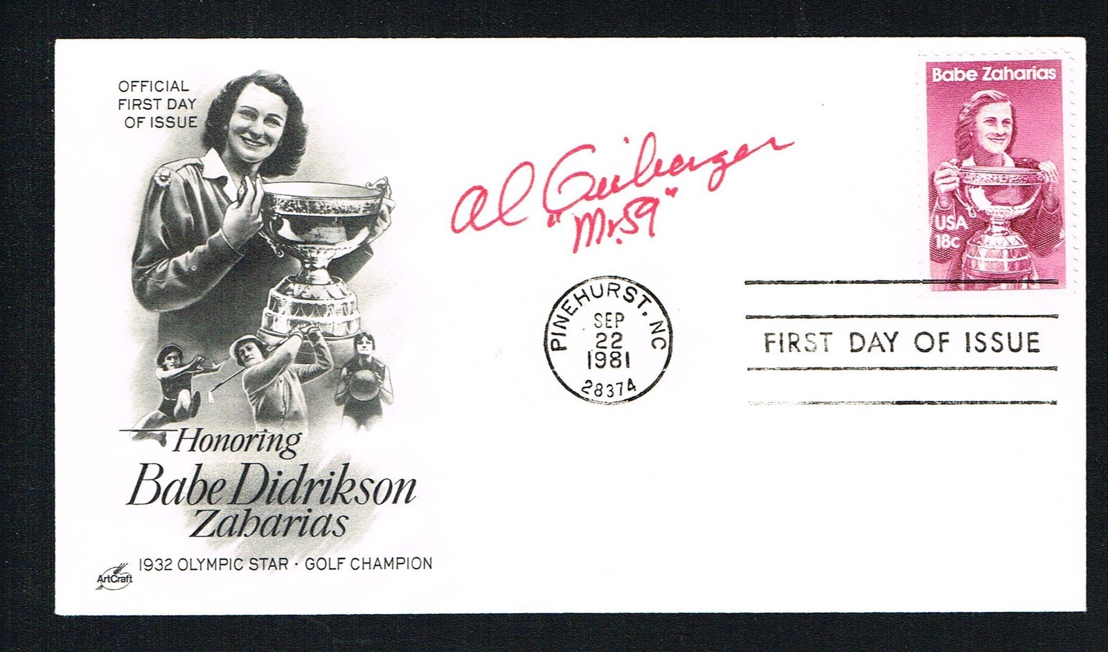 Al Geiberger signed autograph auto First Day Postal Cover FDC Golfer Mr. 59