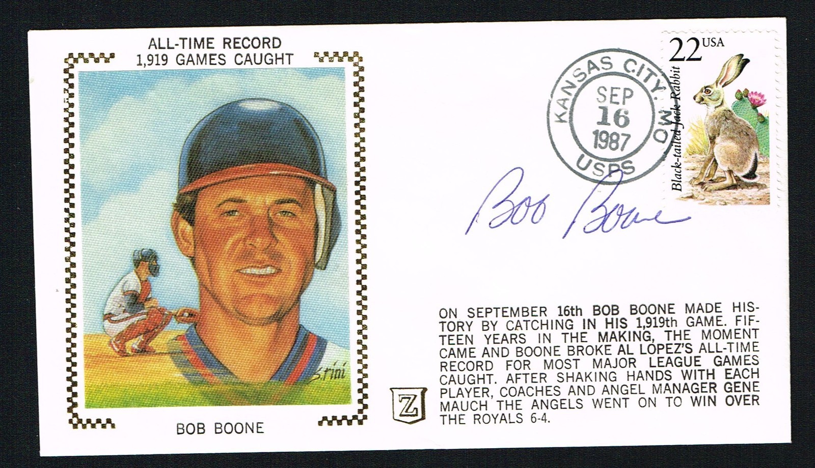 Bob Boone signed autograph auto Postal Cover Former Baseball Catcher and Manager