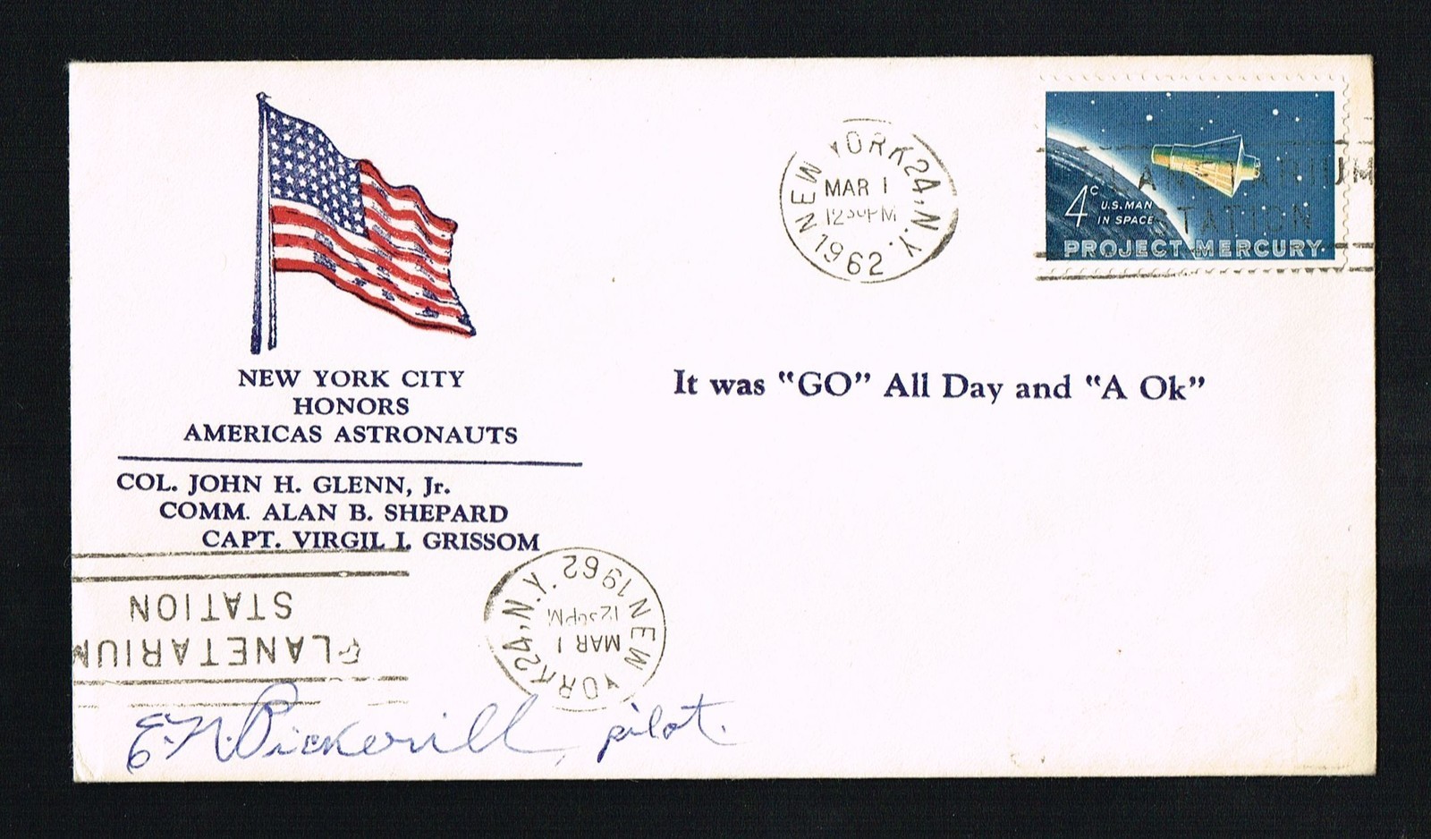 Elmo Neale Pickerill  (d. 1968) signed autograph Postal Cover Early Bird