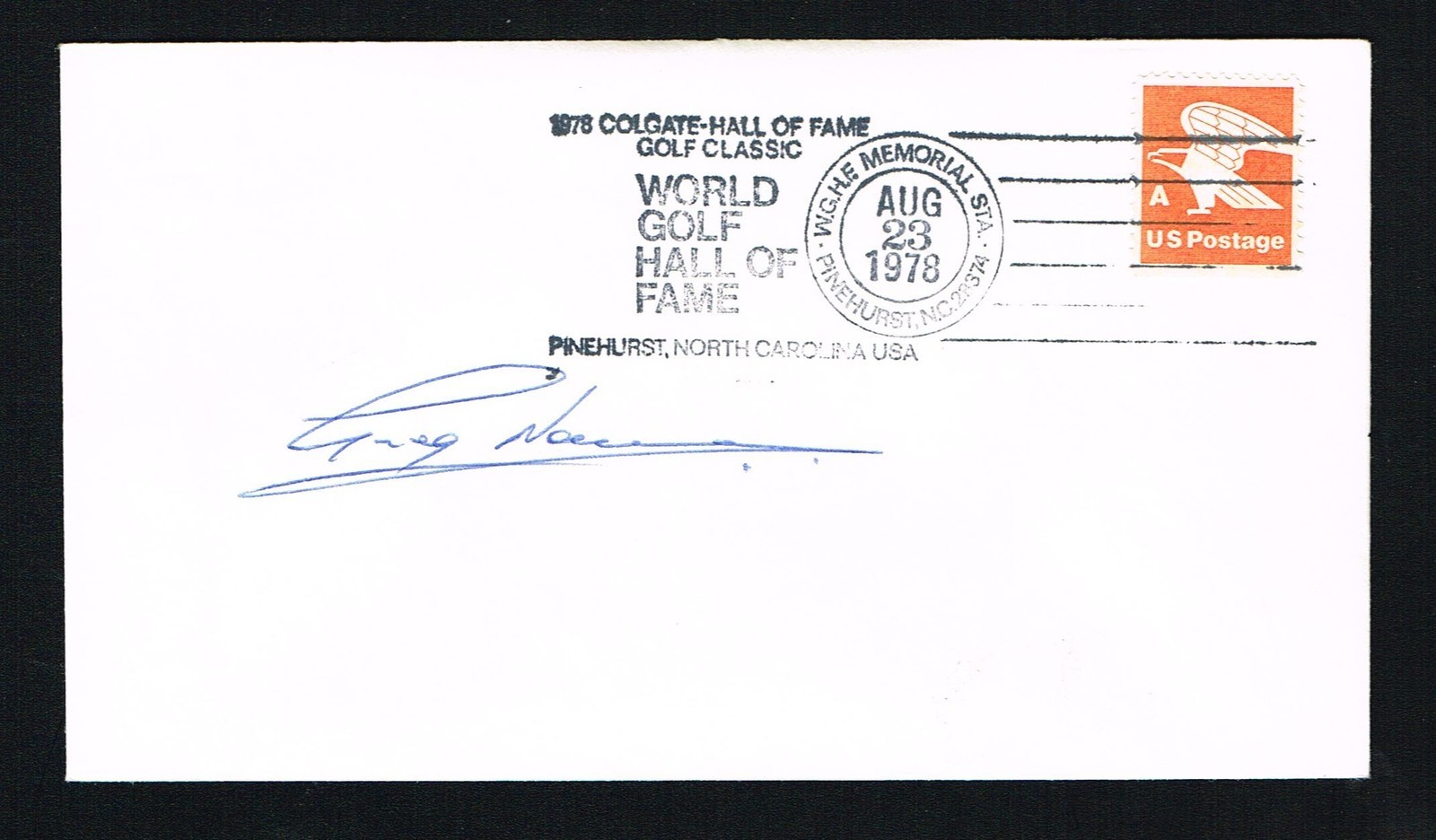 Greg Norman signed autograph auto Postal Cover Wold Golf Hall of Fame