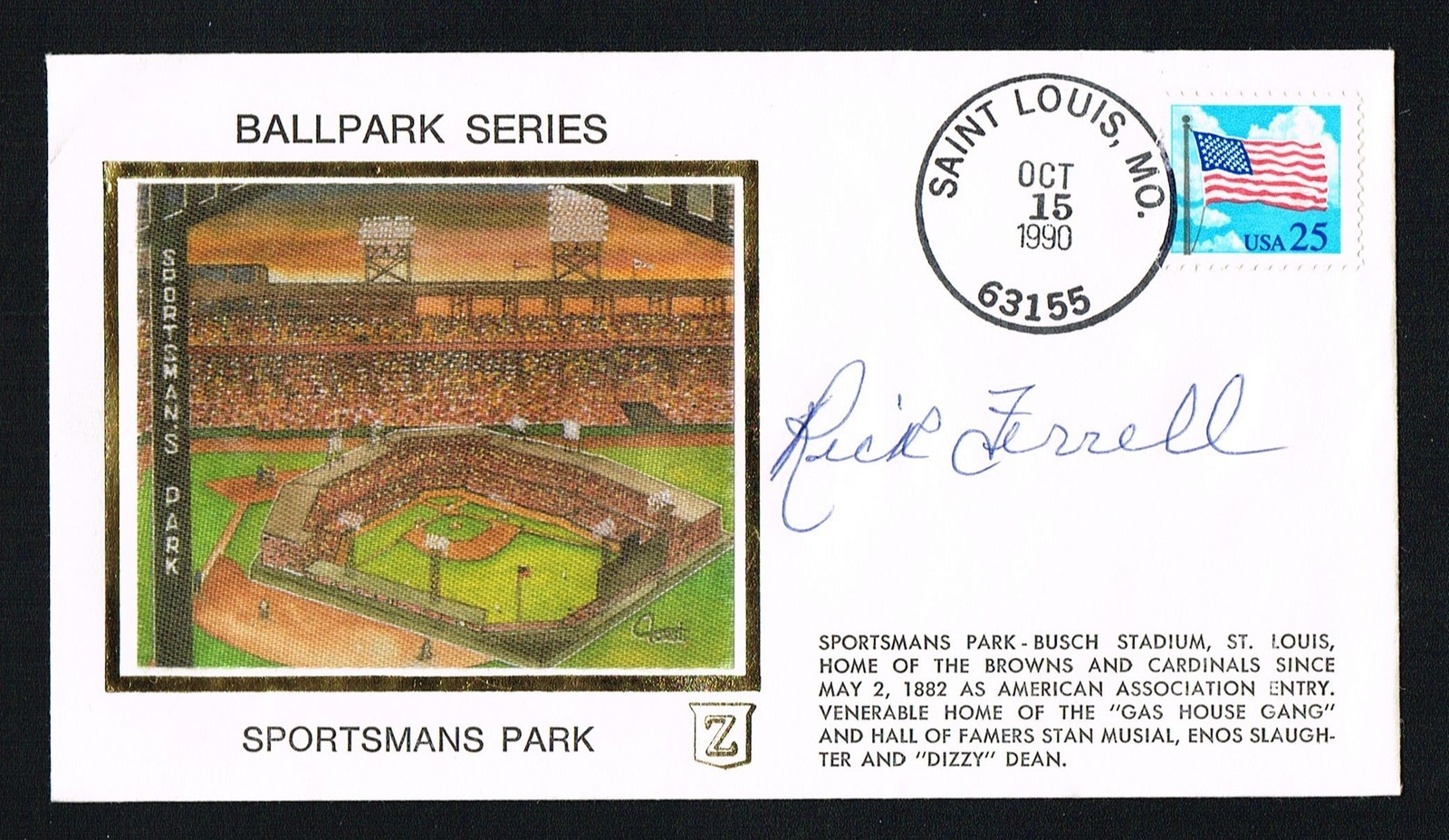 Rick Ferrell (d. 1995) signed autograph auto Postal Cover Baseball Hall of Fame