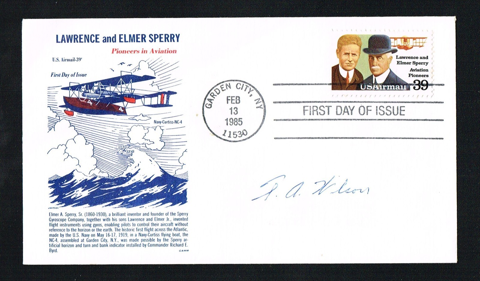 Thornton TA Wilson  (d. 1999) signed autograph First Day Cover Boeing Chairman