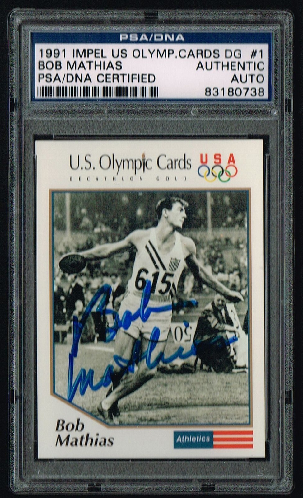 Bob Mathias 1991 Impel US Olympic Cards #1 signed autograph PSA/DNA Slabbed