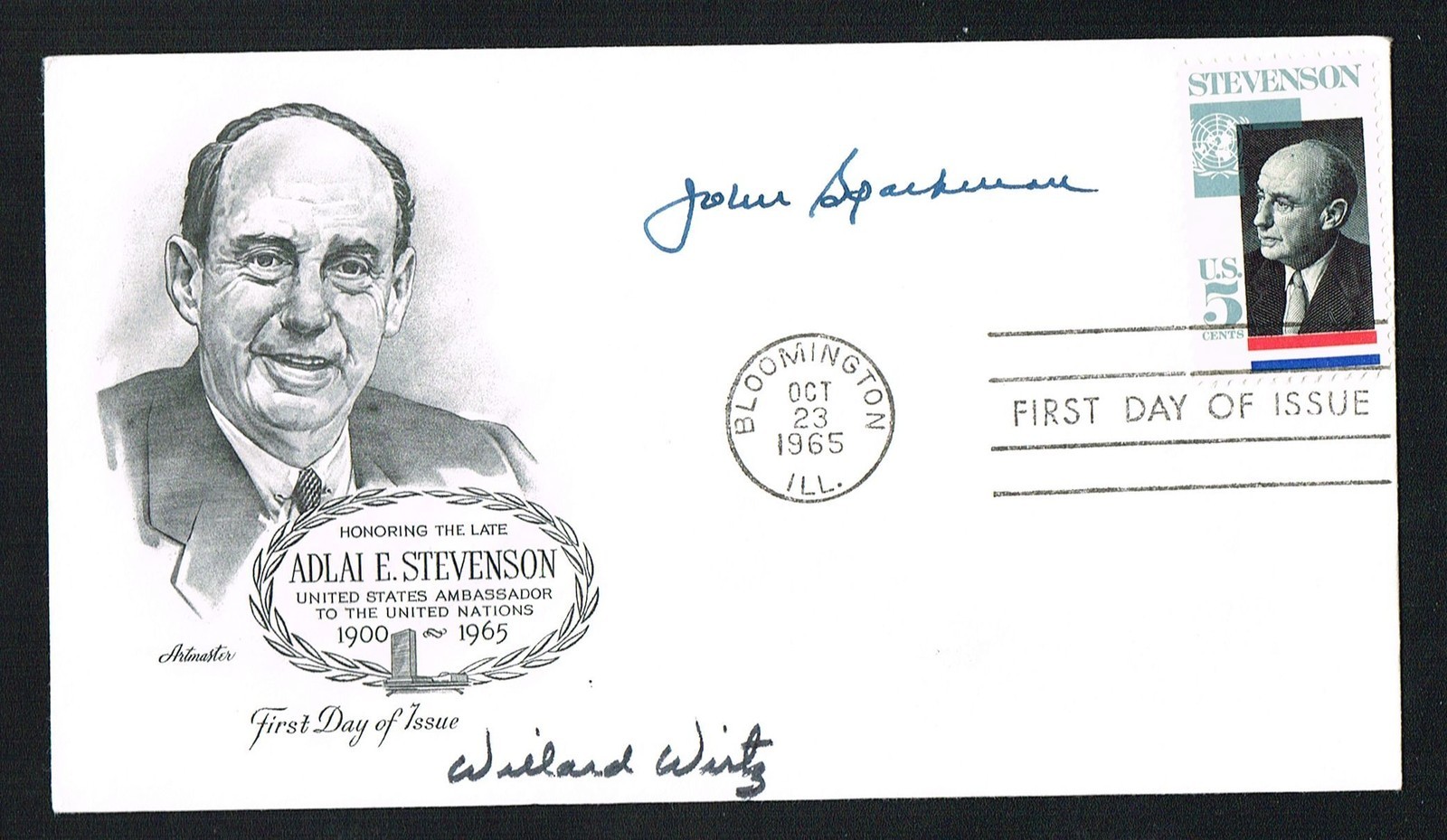 Willard Wirtz (d 2010) & John Sparkman (d 1985) signed autograph FDC Politicians