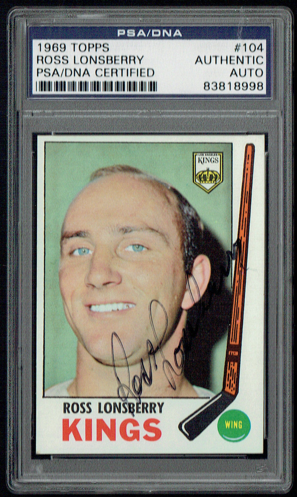 Ross Lonsberry #104 signed autograph auto 1969 Topps Hockey Card PSA Slabbed