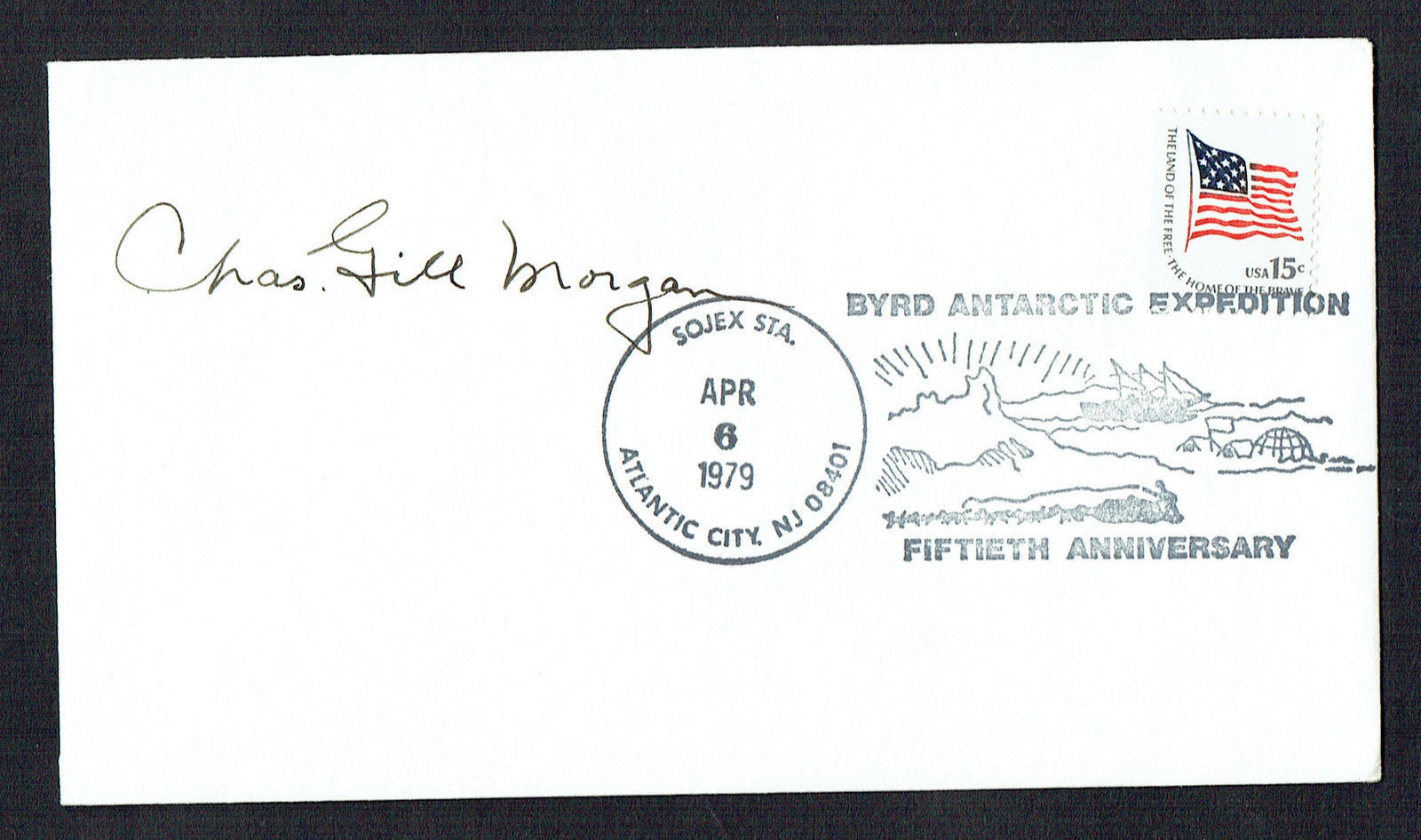 Charles Gill Morgan signed autograph Cover Member Byrd's Antarctic Expedition