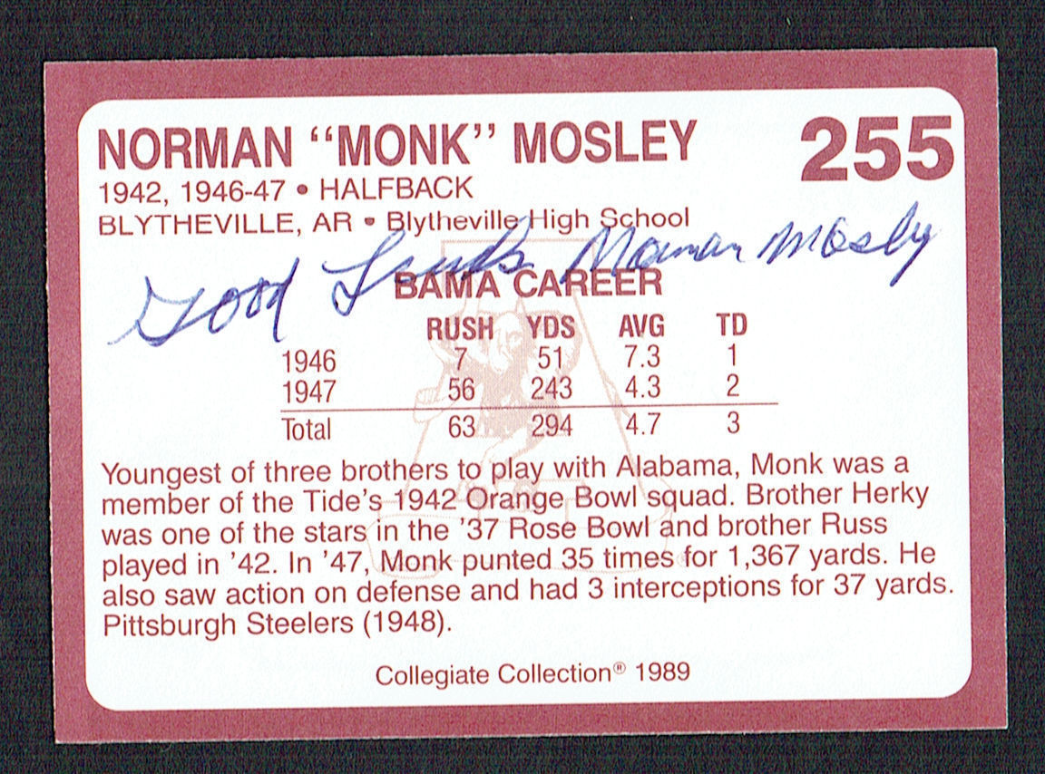 Norman Mosley signed autograph auto 1989 Alabama's Finest Collegiate Collection