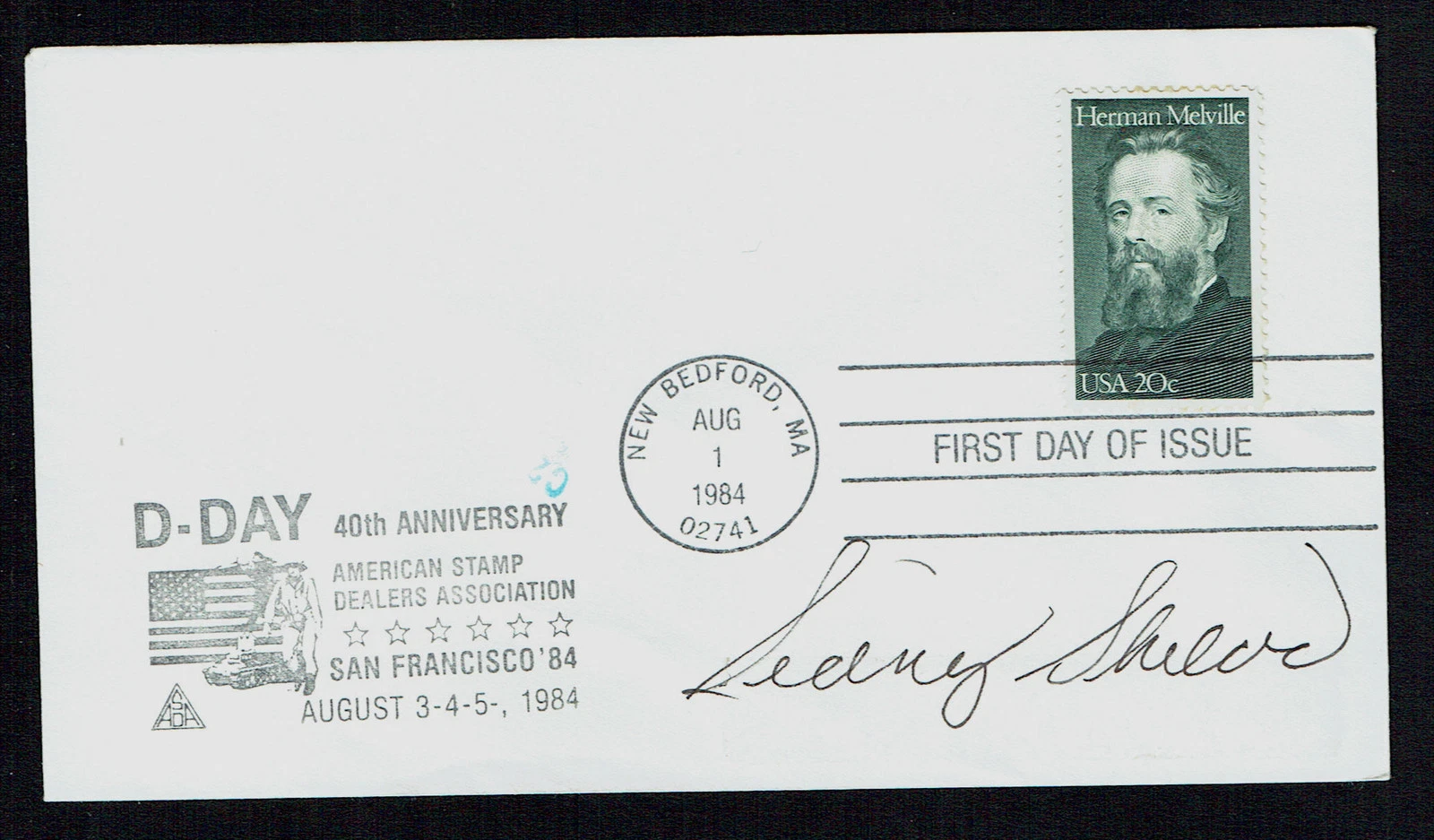 Sidney Sheldon (d. 2007) signed autograph First Day Cover FDC American Writer