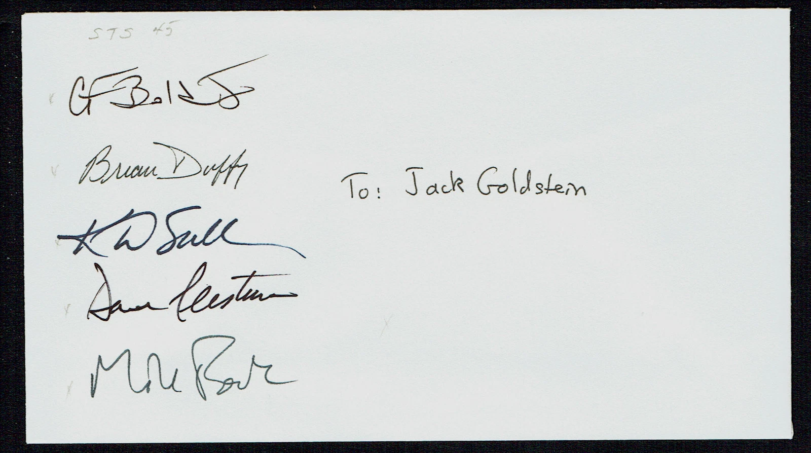 STS-45 Crew (partial) signed autograph Bolden, Duffy, Sullivan, Leestma & Foale