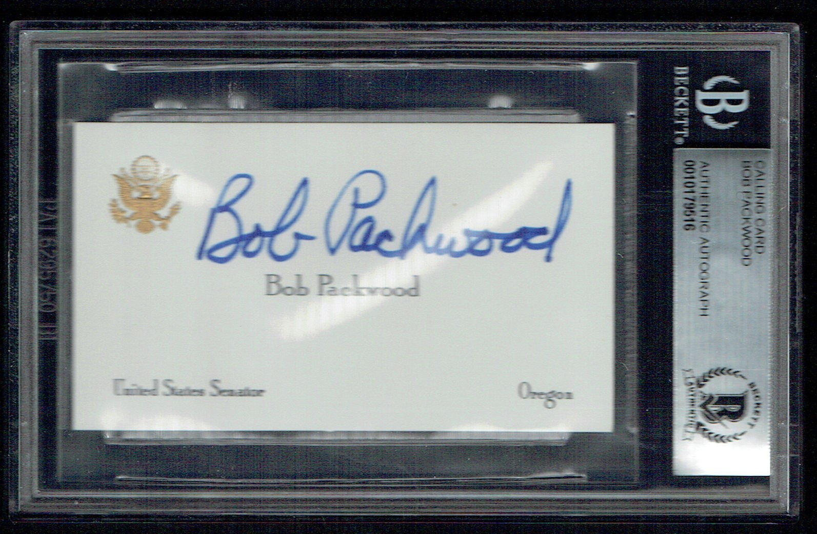 Bob Packwood signed autograph auto Calling Card USA Senator Oregon BAS Slabbed