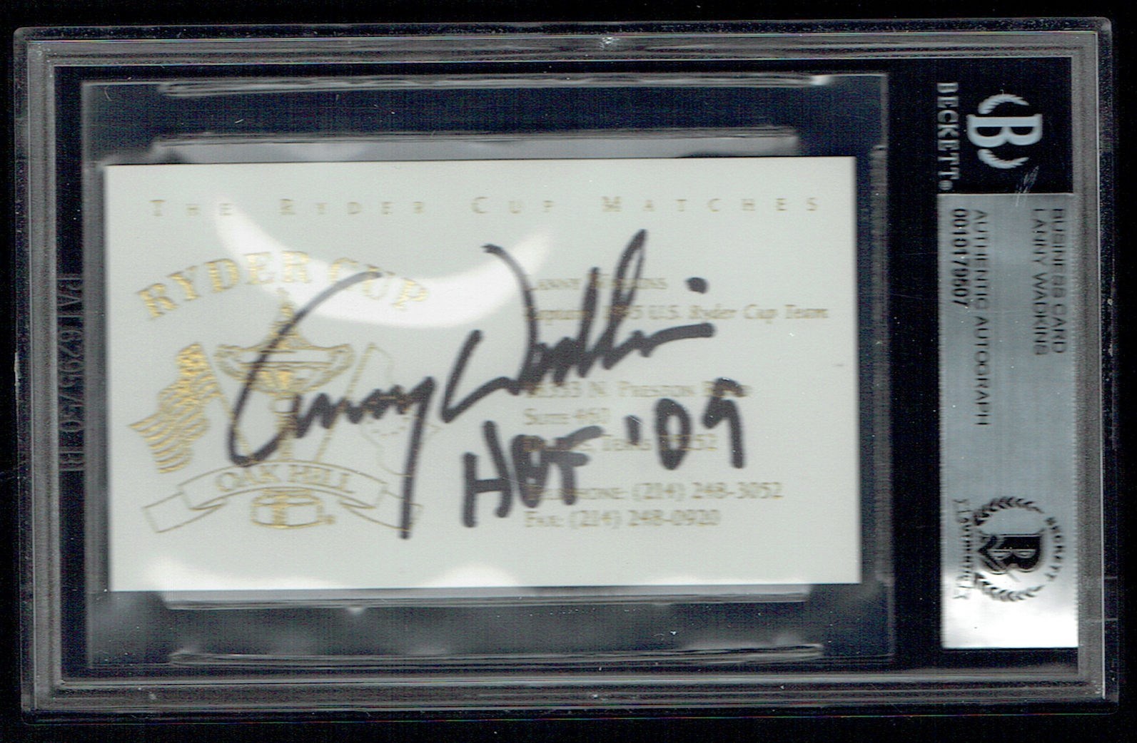 Lanny Wadkins signed autograph auto Business Card1995 Ryder Cup Captain BAS Slab