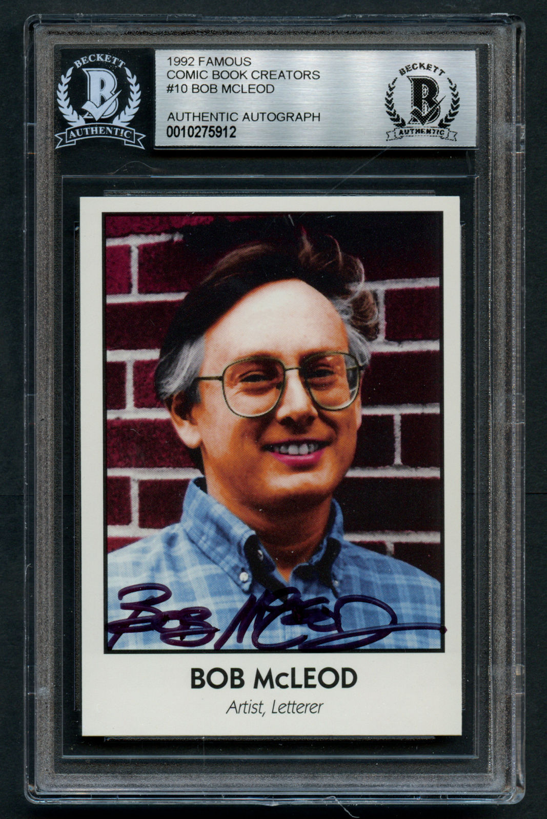 Bob McLeod #10 signed autograph auto 1992 Famous Comic Book Creators BAS Slabbed