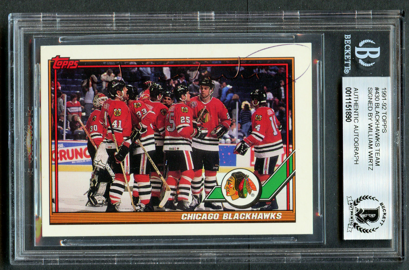 William Wirtz signed autograph auto 1991-92 Topps Hockey Card BAS Slabbed