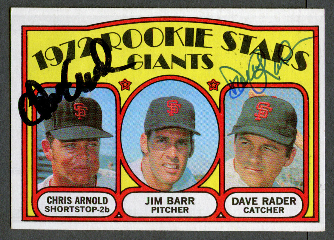 Chris Arnold & Dave Rader #232 signed autograph auto 1972 Topps Baseball Card