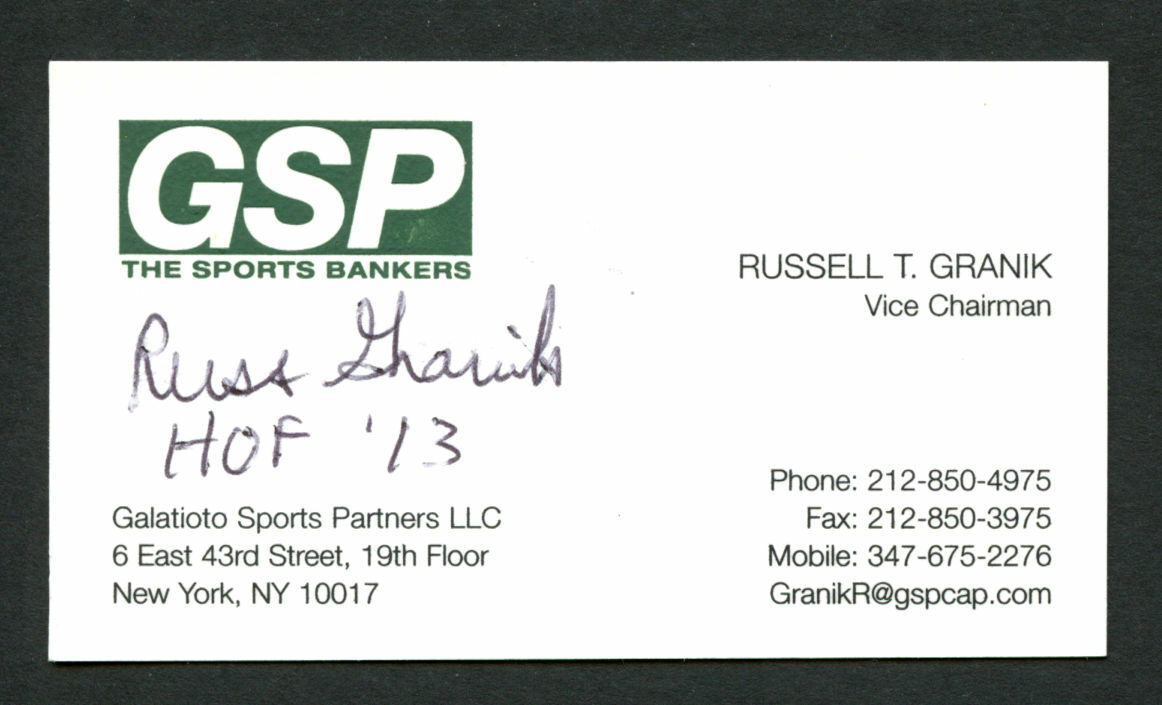 Russ Granik signed autograph Galatioto Sports Partners Business Card BC114