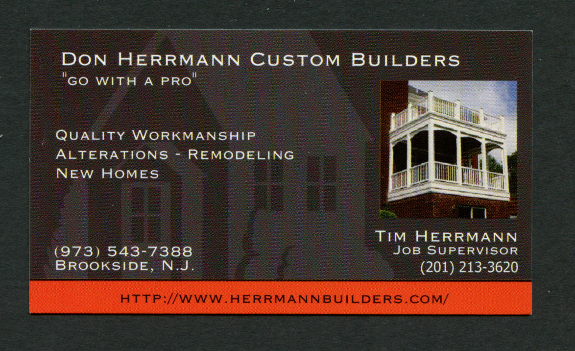 Don Herrmann signed autograph auto Custom Builders Business Card BC231