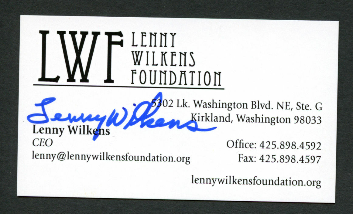Lenny Wilkens signed autograph LWF Foundations CEO Business Card BC128