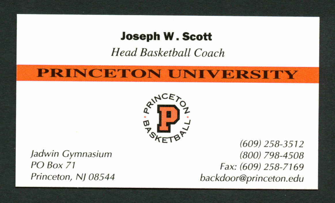Joseph Scott signed autograph Princeton University Basketball Business Card BC71