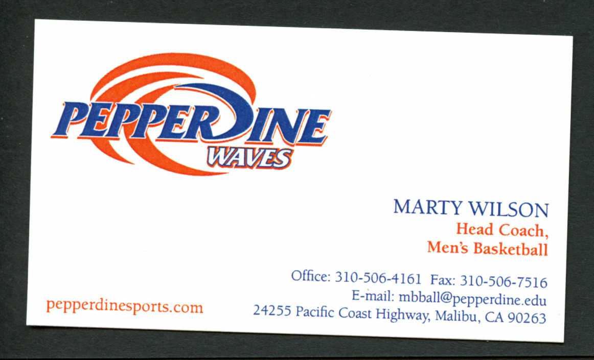 Marty Wilson signed autograph Pepperdine Waves Basketball Business Card BC060