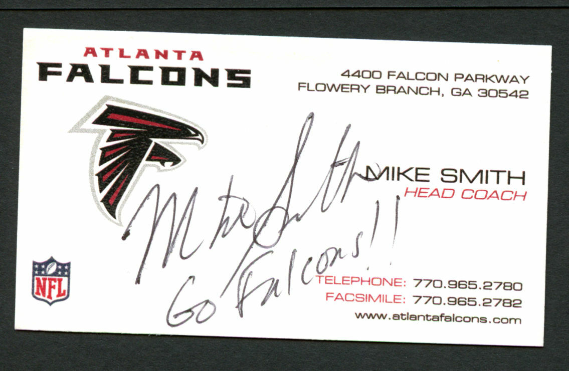 Mike Smith signed autograph Atlanta Falcons Head Coach Business Card BC139