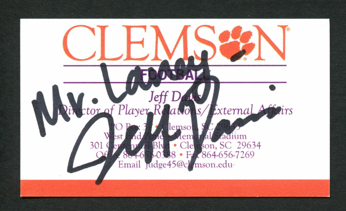 Jeff Davis signed autograph Clemson University Football Business Card BC192