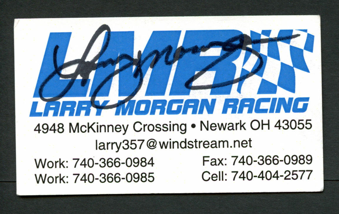 Larry Morgan signed autograph auto Larry Morgan Racing Business Card BC427