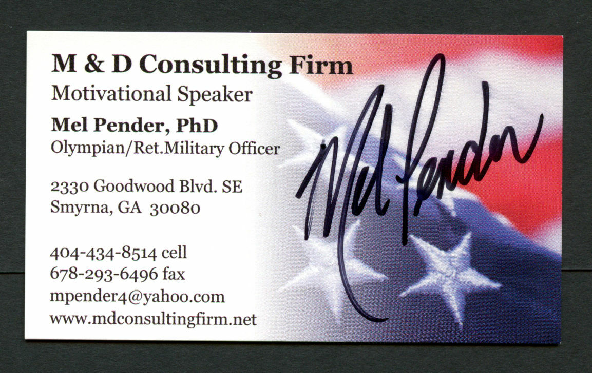 Mel Pender signed autograph auto M & D Consulting Firm Business Card BC375