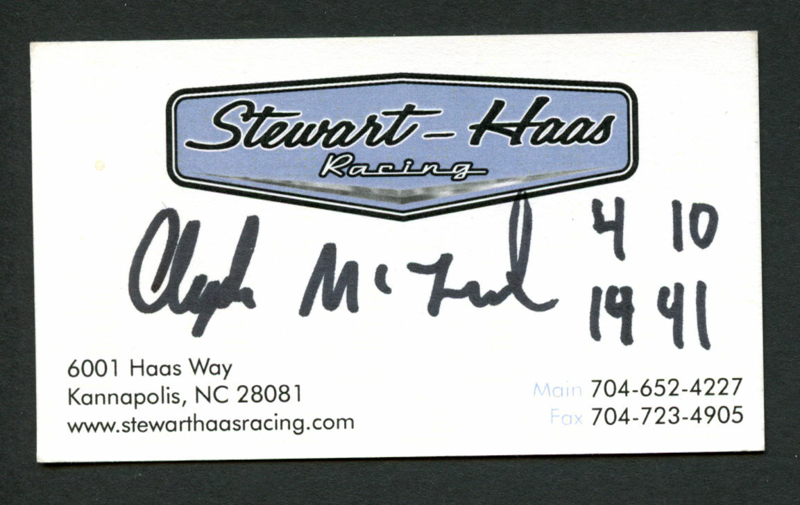 Clyde McLeod signed autograph auto Stewart - Haas Racing Business Card BC416