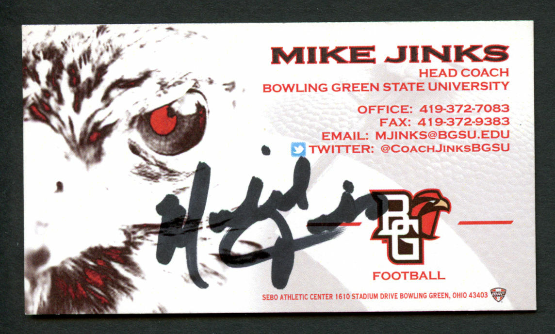 Mike Jinks signed autograph Business Card Bowling Green St Football Coach BC621