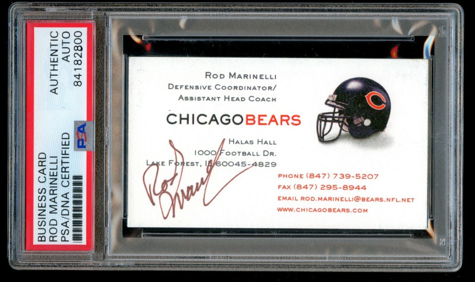 Rod Marinelli signed autograph Chicago Bears Assistant Coach Business Card PSA