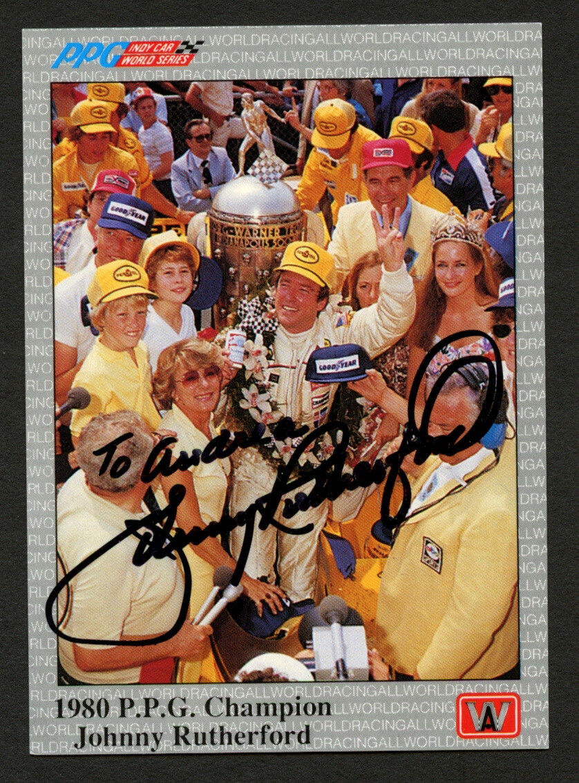 Johnny Rutherford #93 signed autograph auto 1991 PPG Indy Car Trading Card