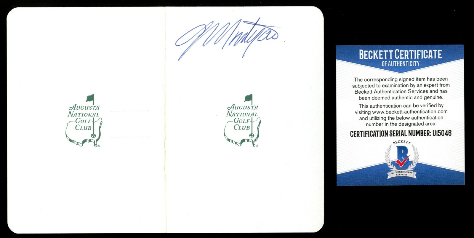 Colin Montgomerie signed autograph auto Augusta National Masters Scorecard BAS