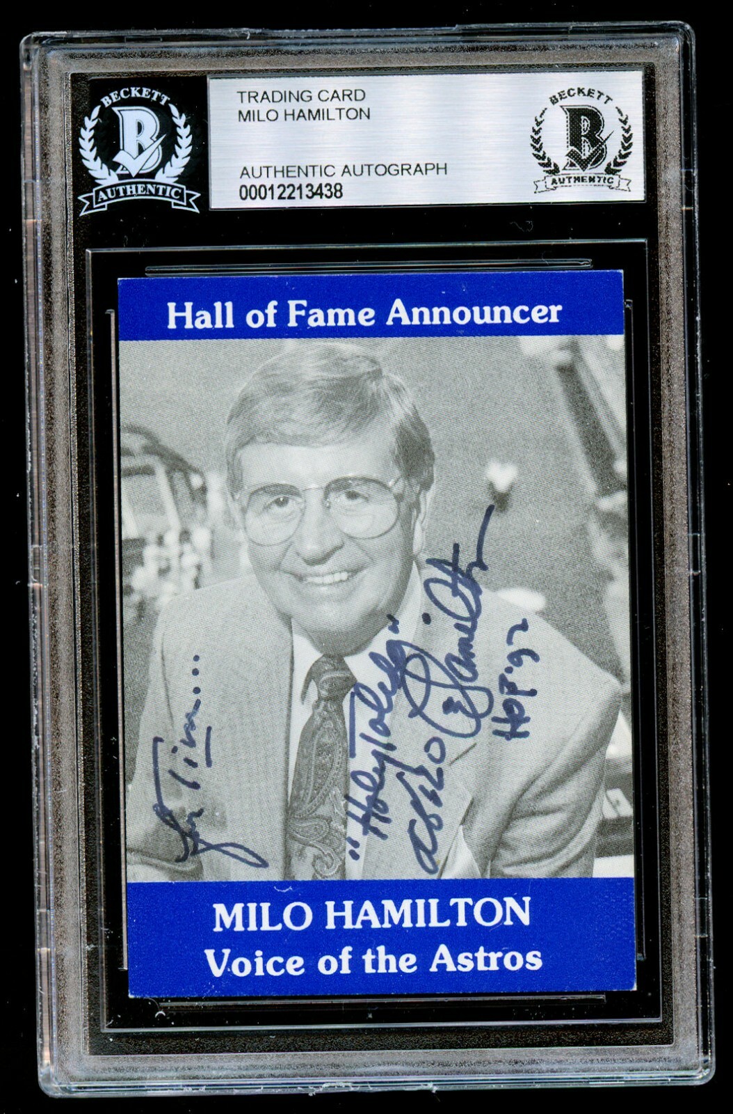 Milo Hamilton signed autograph Voice of the Astros Hall of Fame Announcer BAS