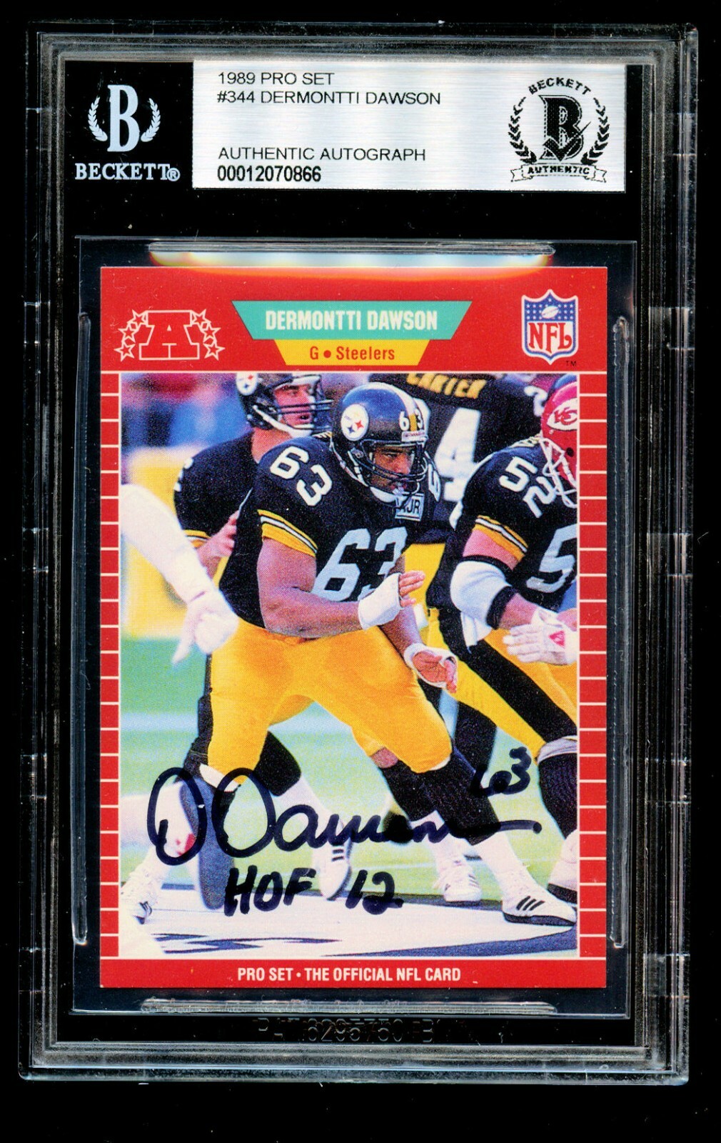 Dermontti Dawson #344 signed autograph 1989 Pro Set ROOKIE Football Card BAS