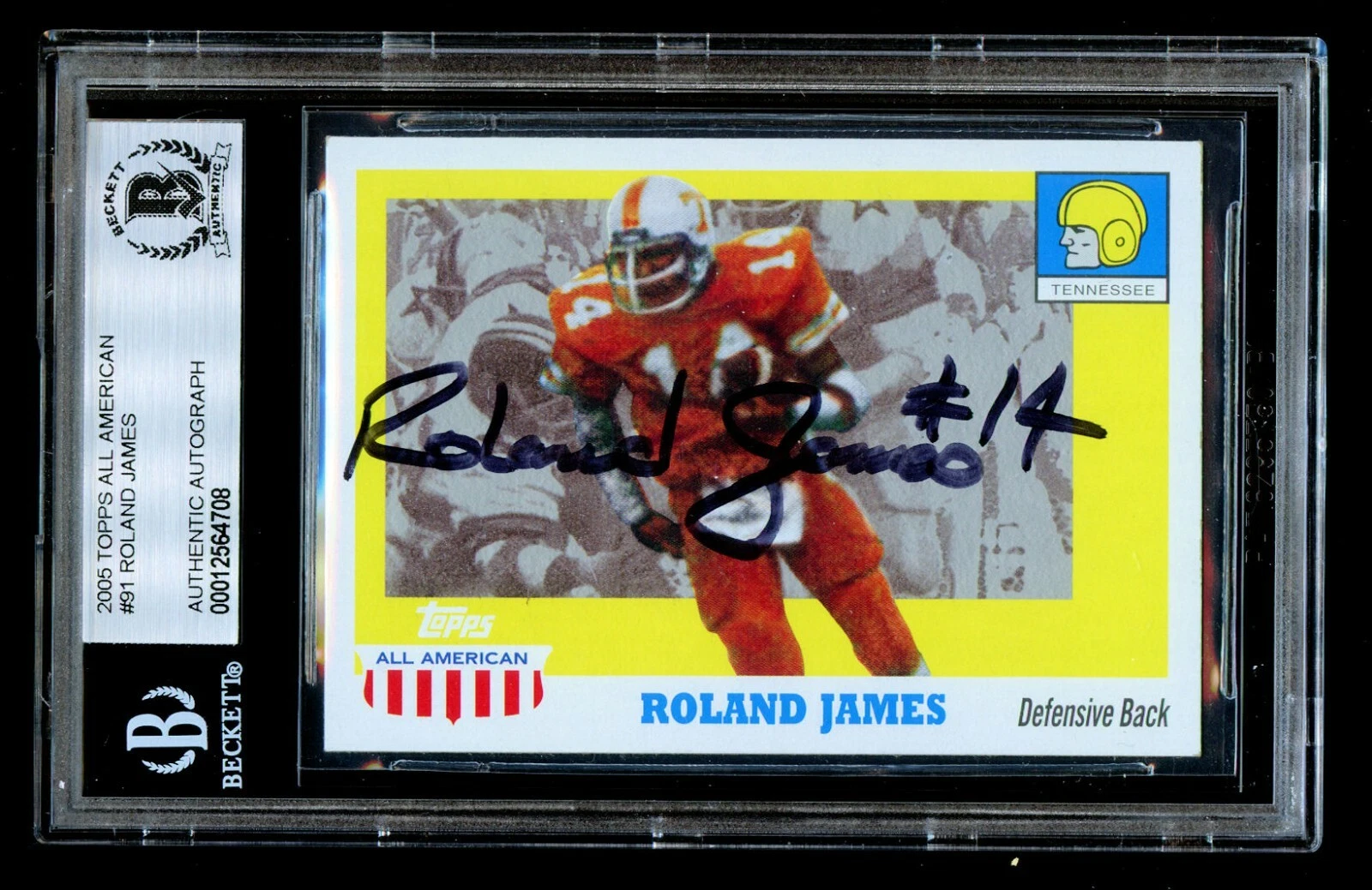 Roland James #91 signed autograph 2005 Topps All American Football Card BAS