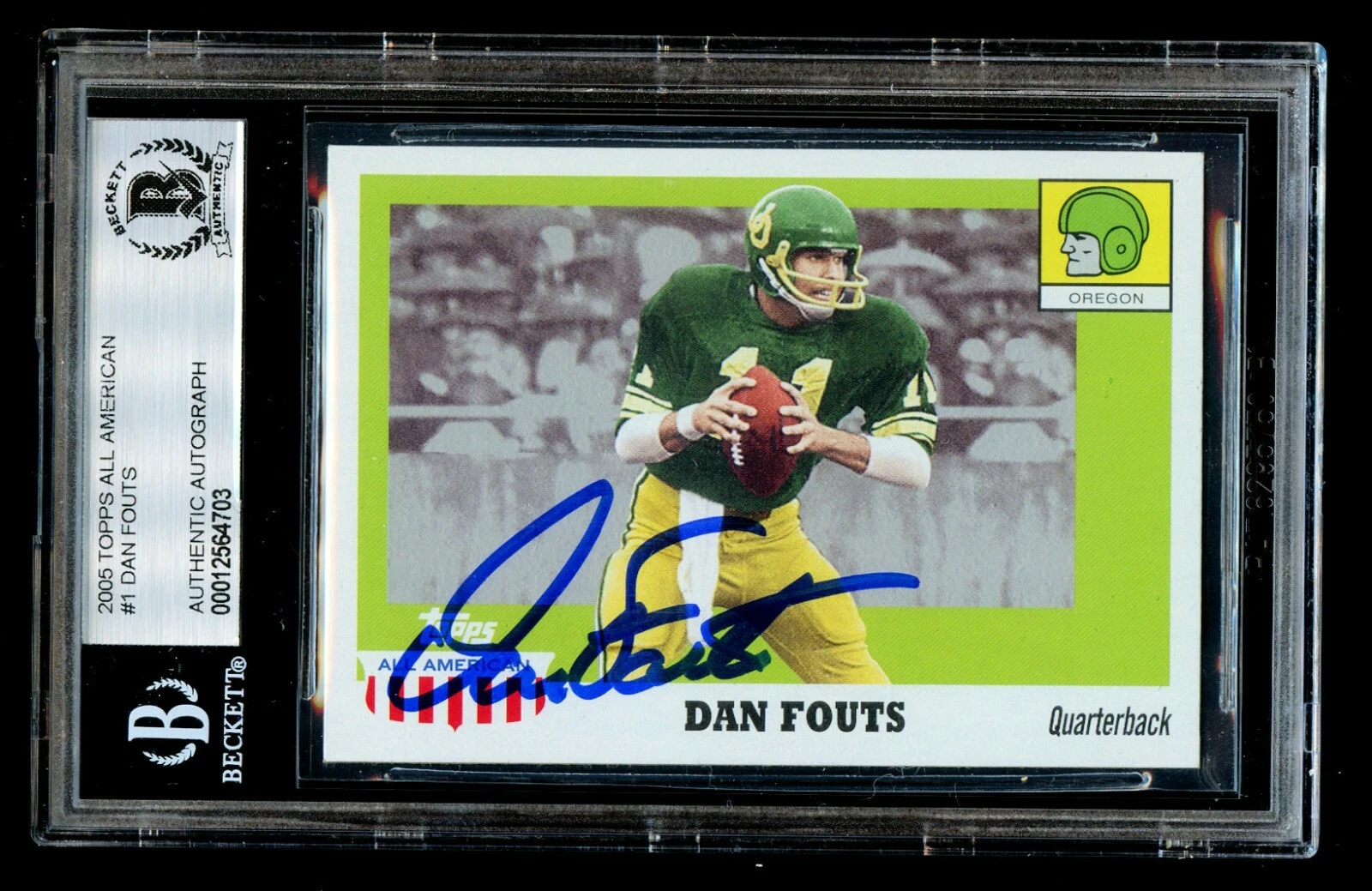 Dan Fouts #1 signed autograph auto 2005 Topps All American Football Card BAS