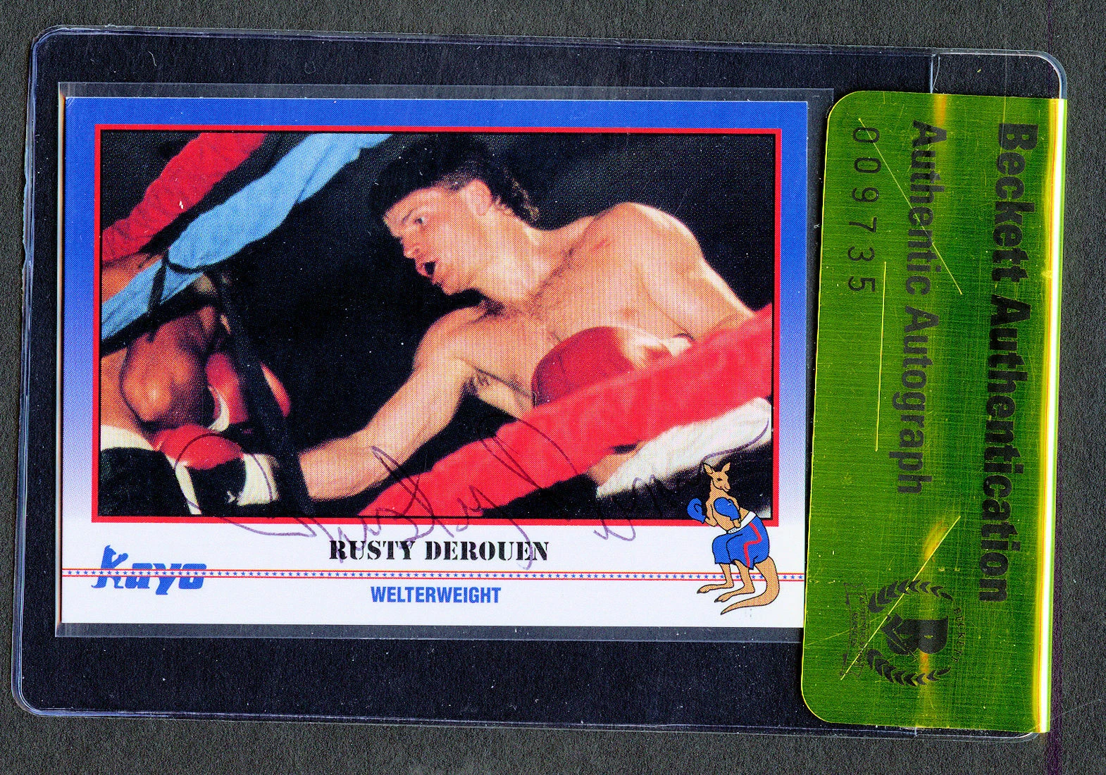 Rusty Derouen #217 signed autograph 1991 Kayo Boxing Beckett Authentication BAS